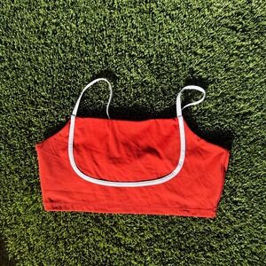LiveBy Red Cropped Tank Top Spaghetti Straps White Trim Athletic Size L